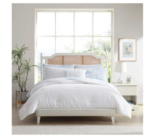 Laura Ashley Margaret White King Comforter Bed in a Bag Set