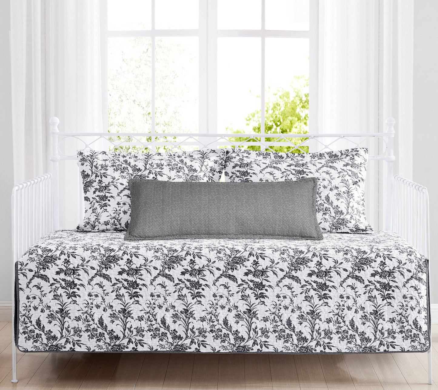 Laura Ashley Amberley Black-White Quilted Daybed Sham Set