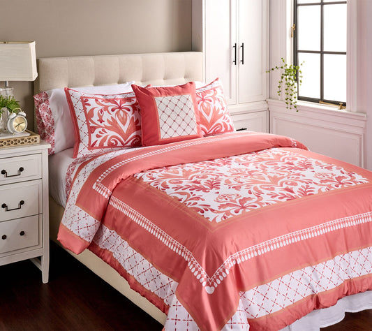 Hotel du Cobb 300TC Cotton Sateen Printed 4pc Comforter Set - Queen