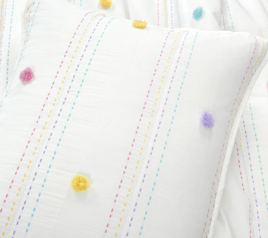 Lush Decor Rainbow Pom Pom And Stripes Quilt