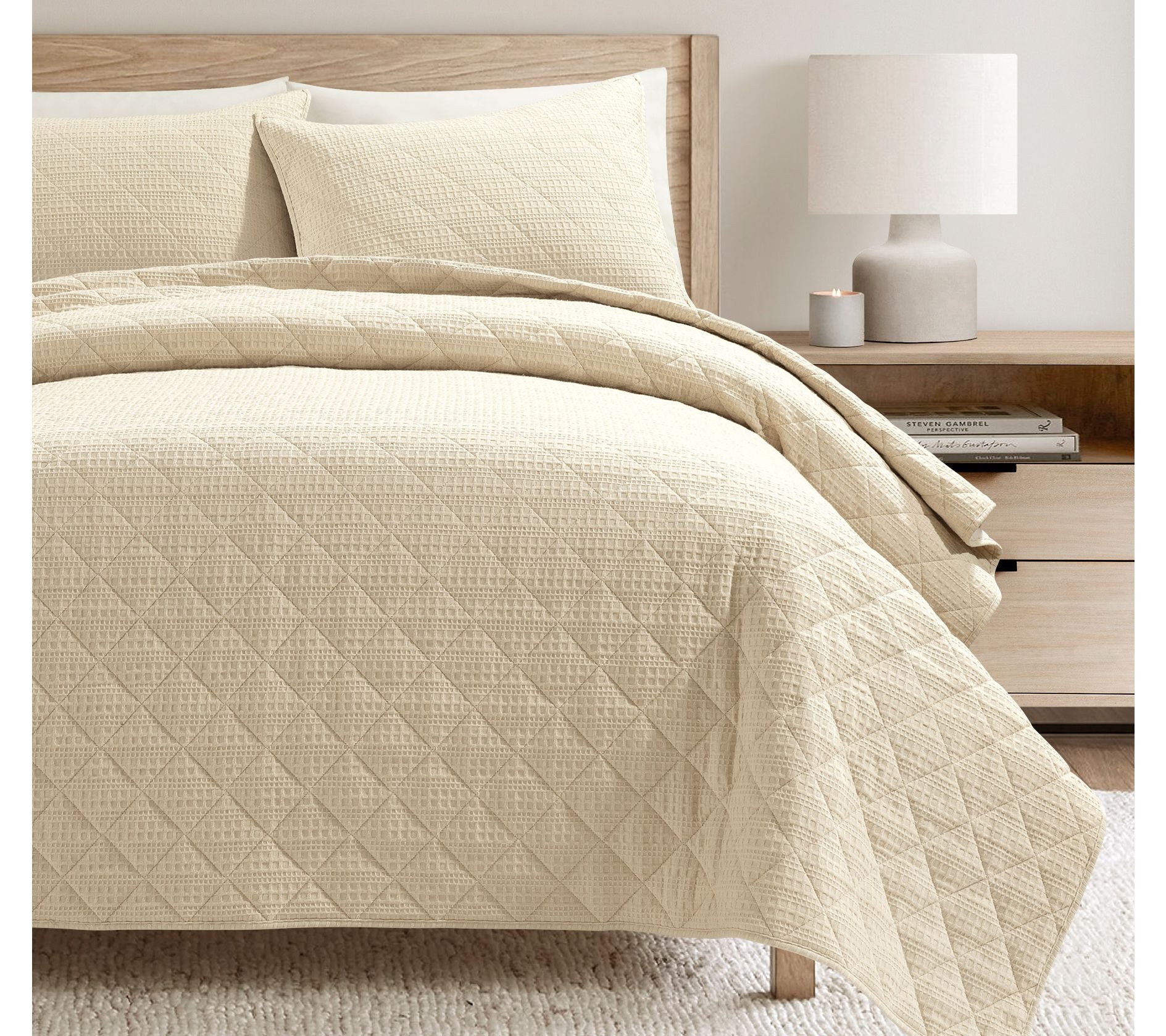 Lush Decor Haniya Solid Waffle Quilt 3pc Set Full/Queen