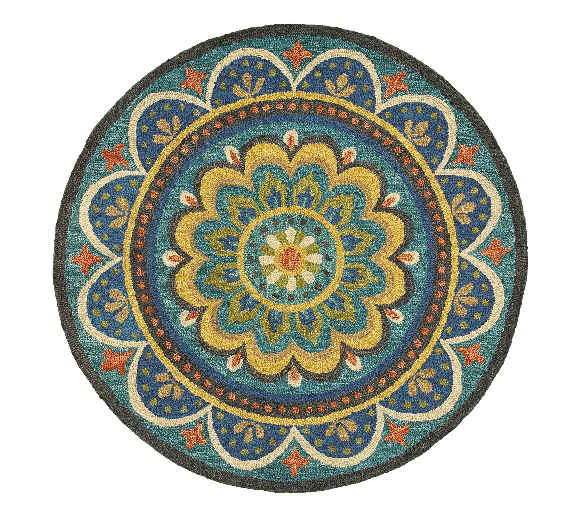 Ox Bay Millie Blue Floral Medallion Wool Indoor6' Round Rug