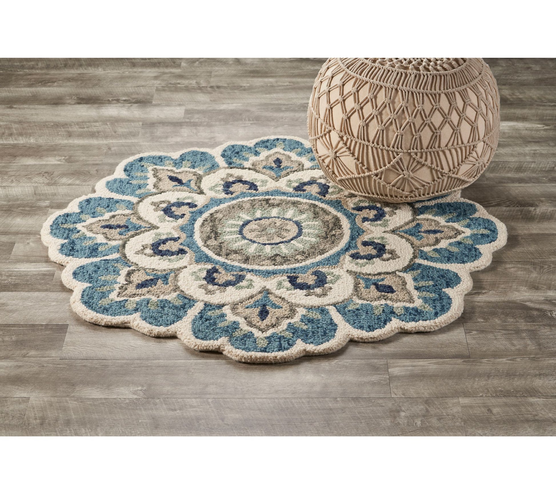 Ox Bay Maria Ivory Floral Medallion Wool Indoor6' Round Rug