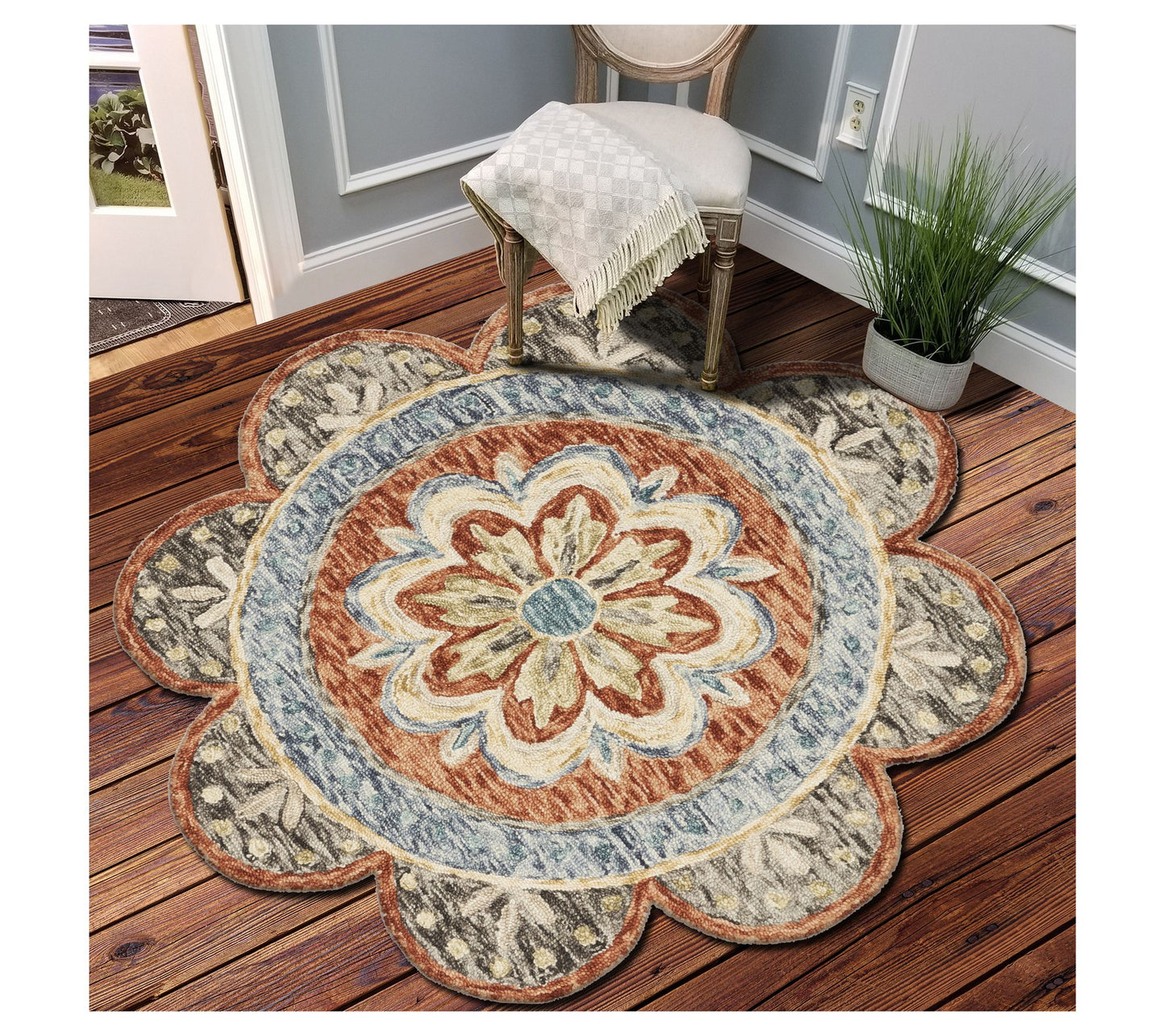 Ox Bay Michelle Floral Medallion Wool Indoor 6'Round Rug