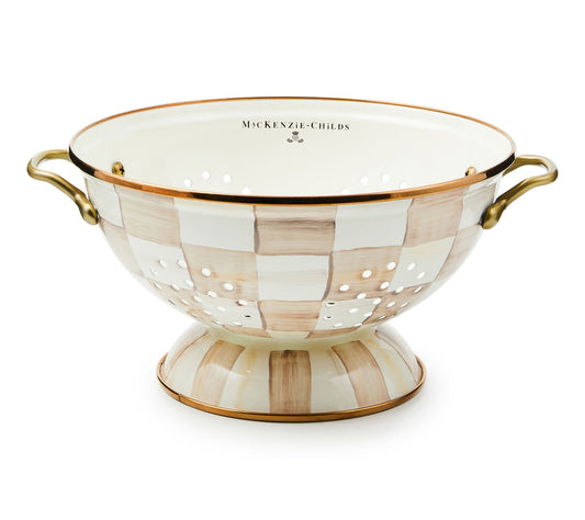 MacKenzie-Childs Mocha Check Large Colander