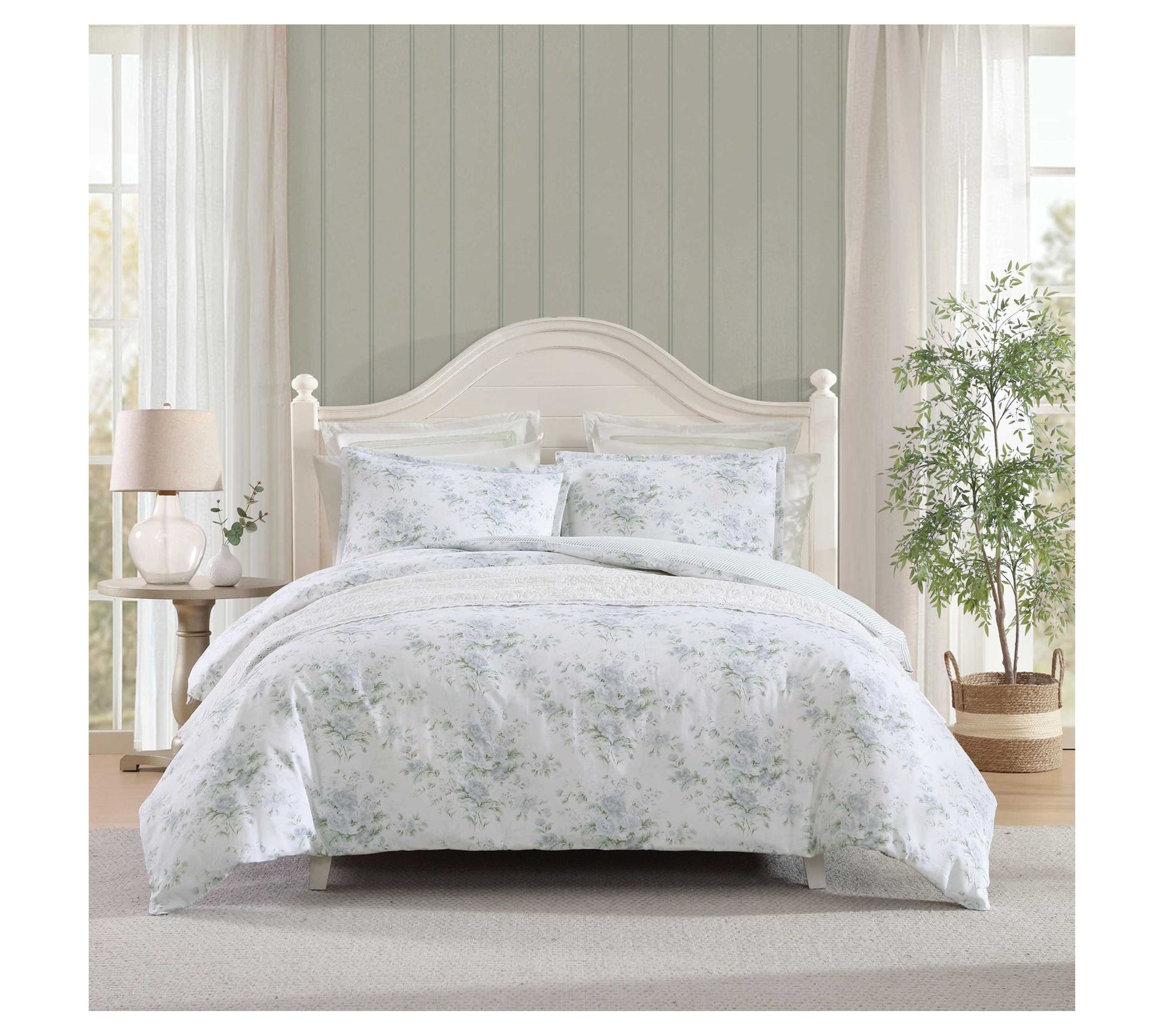 Laura Ashley Arundel Grey Full Queen Duvet Cover Set