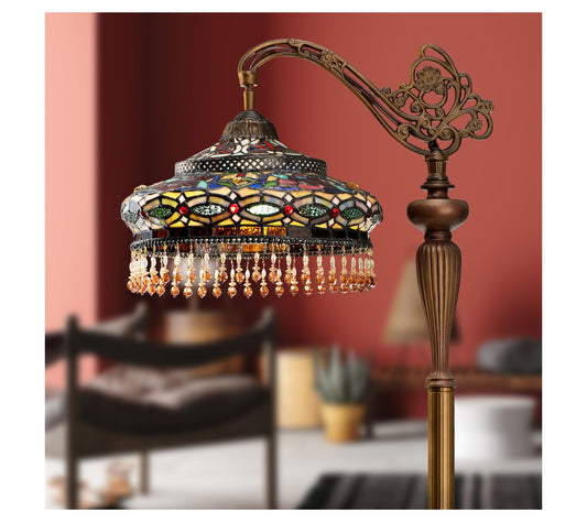 River of Goods 59"H Parisian Tiffany Stained Glass Floor Lamp