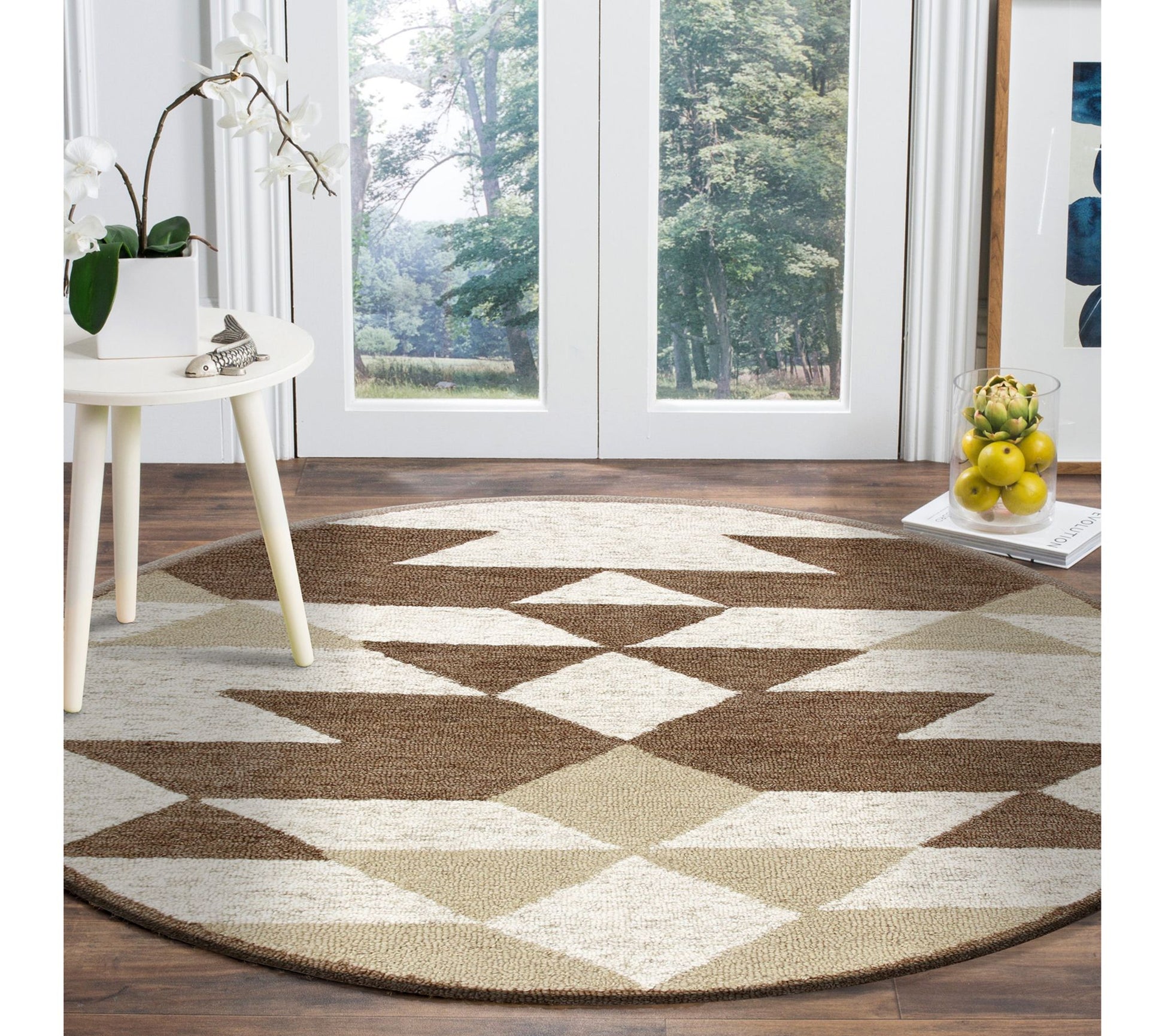Ox Bay Southwest Hand-Tufted Wool Indoor Rug, 6' Round