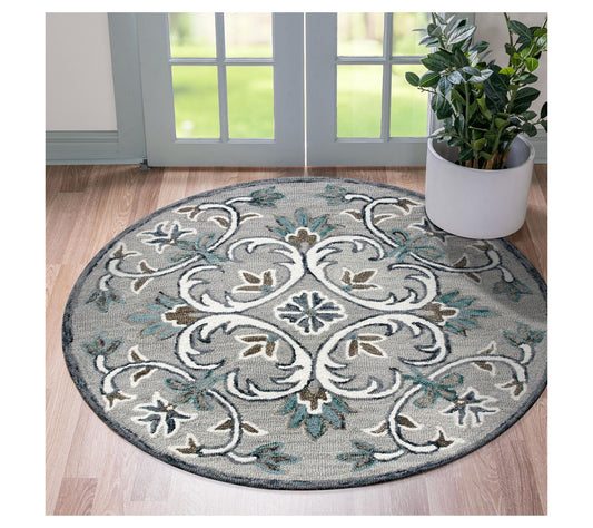Ox Bay Traditional Floral Hand-Tufted Indoor Rug, 6' Round