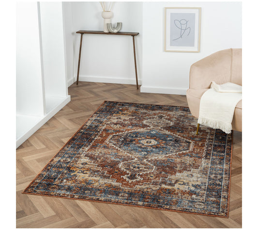 Ox Bay Distressed Medallion Polyester Indoor Rug, 7'9" x 9'9"