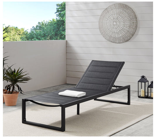 Linon Home Holland Aluminum Outdoor Chaise Lounge Black