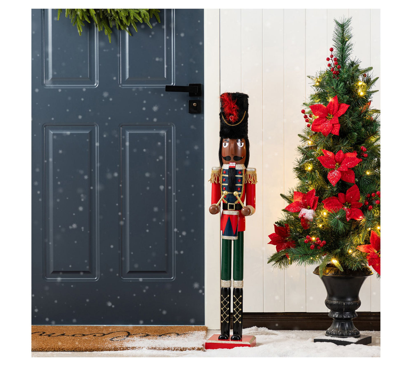 Glitzhome 36.5"H Wooden Christmas African Soldier Nutcracker