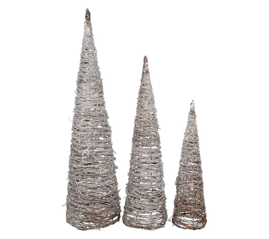 Northlight 3.25' LED Christmas Cone Tree Decorations 3-Piece
