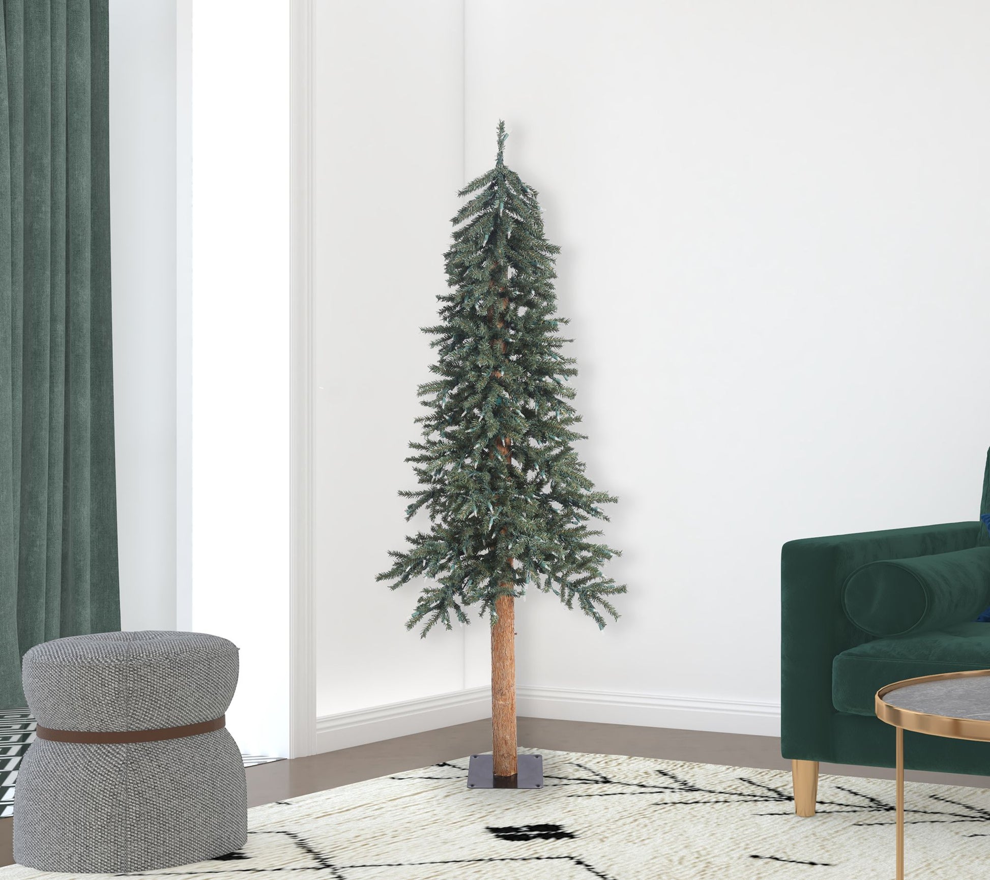 Vickerman 6' Natural Bark Alpine Artificial Unlit Tree