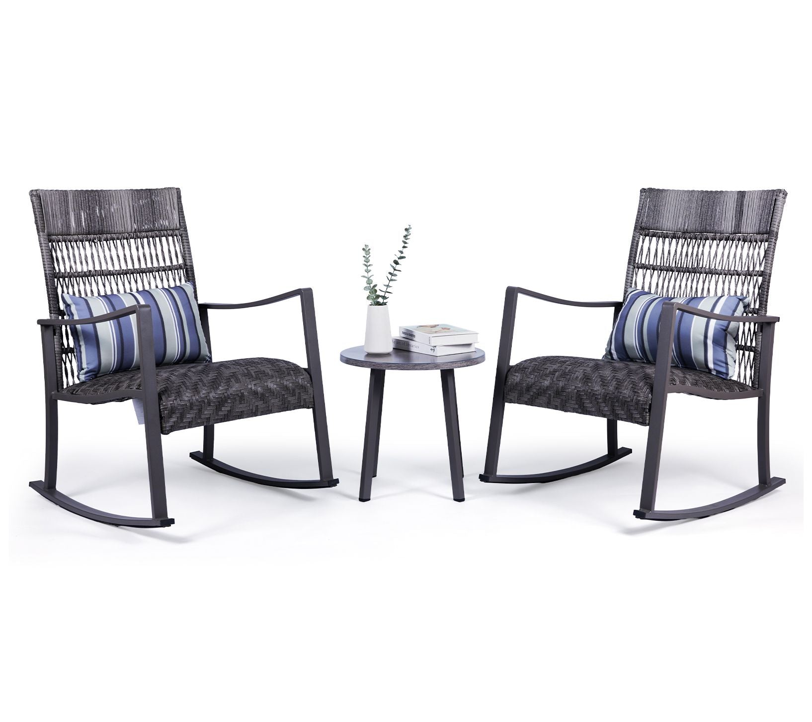 Backyard Expressions 3-Piece Wicker Patio Rocking Chair Set