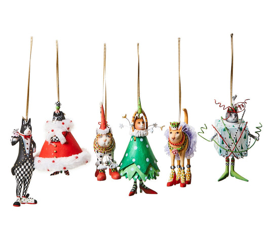 MacKenzie-Childs Mini Cat Ornaments, Set of 6
