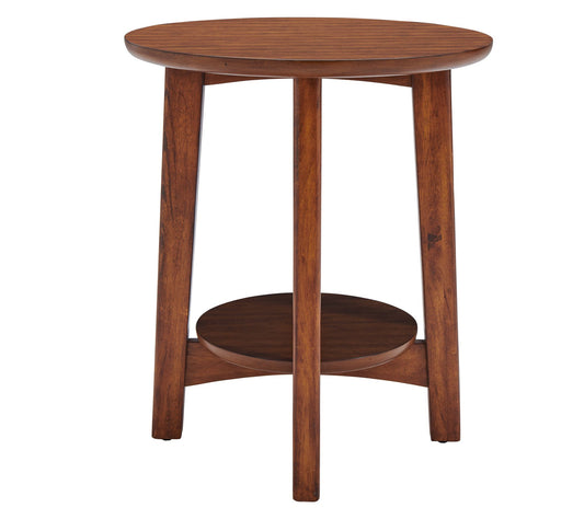 Alaterre Furniture Monterey Round End Table w/Floating Shelf