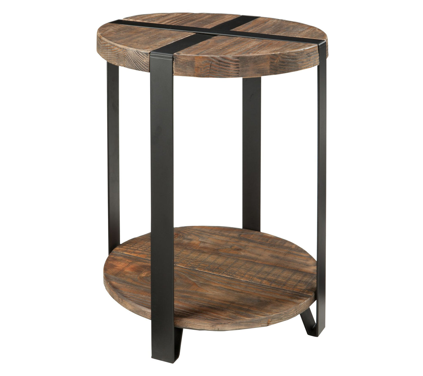 Alaterre Furniture Stowe 20" Round End Table, Two-Level Design