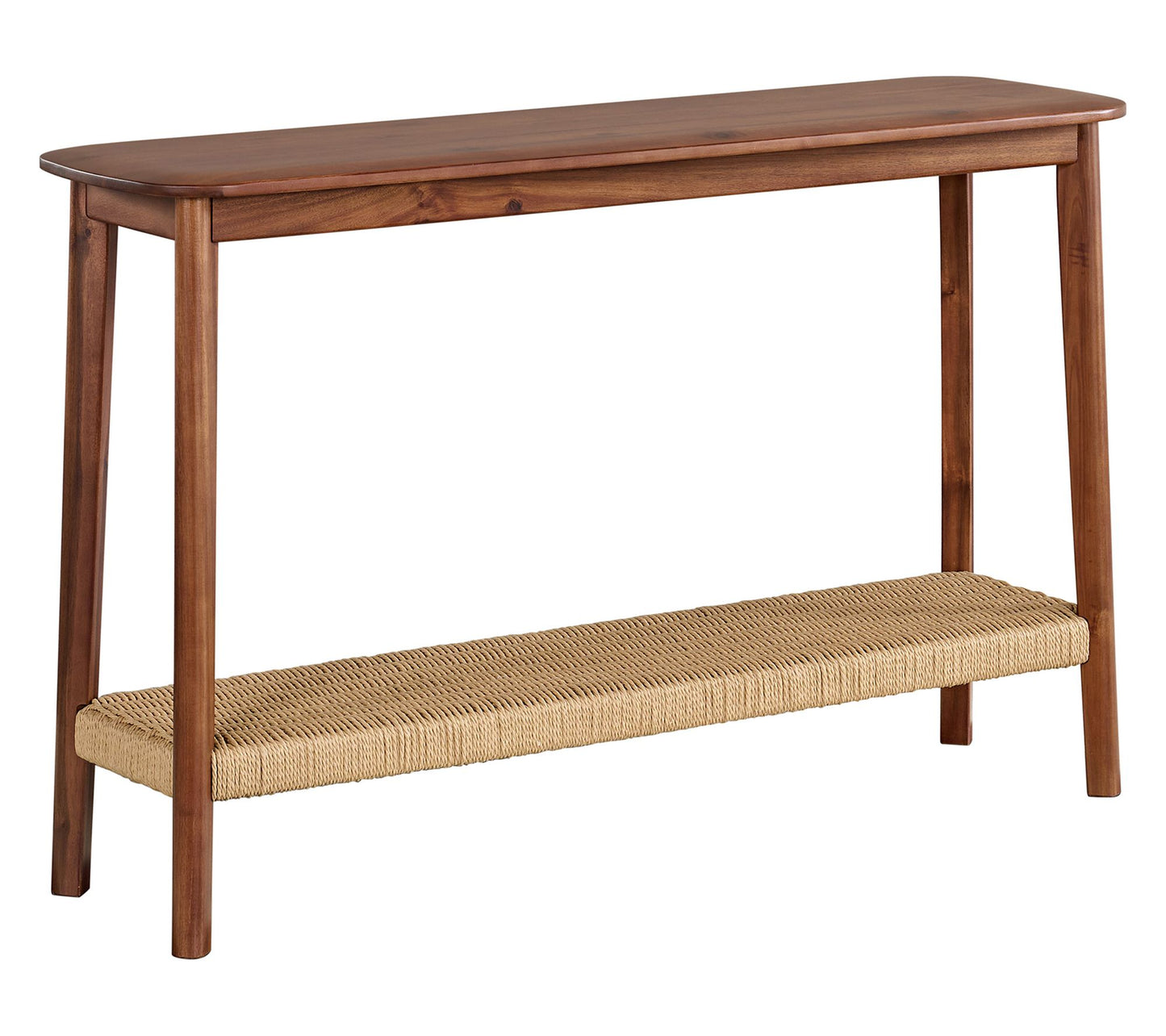 Alaterre Furniture Calais Console Entryway Table Woven Shelf
