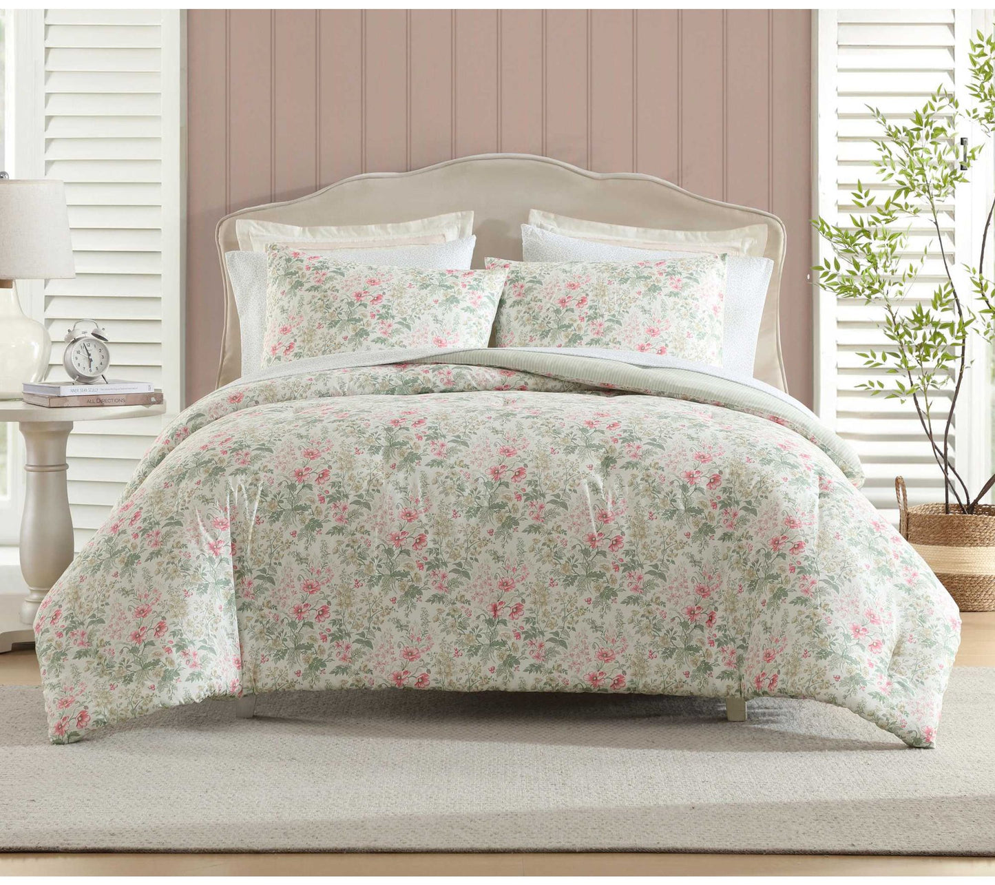 Laura Ashley Arden Floral Pink-Green King Comforter Set