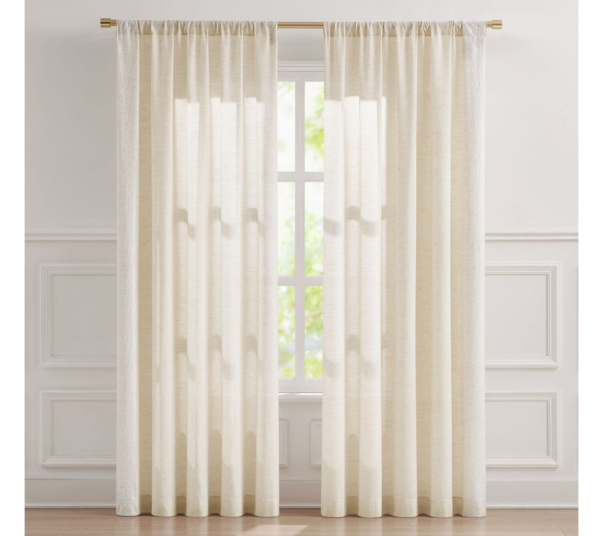 Lush Decor Emily Leaves Embroidered Window Curtain Panels Pair