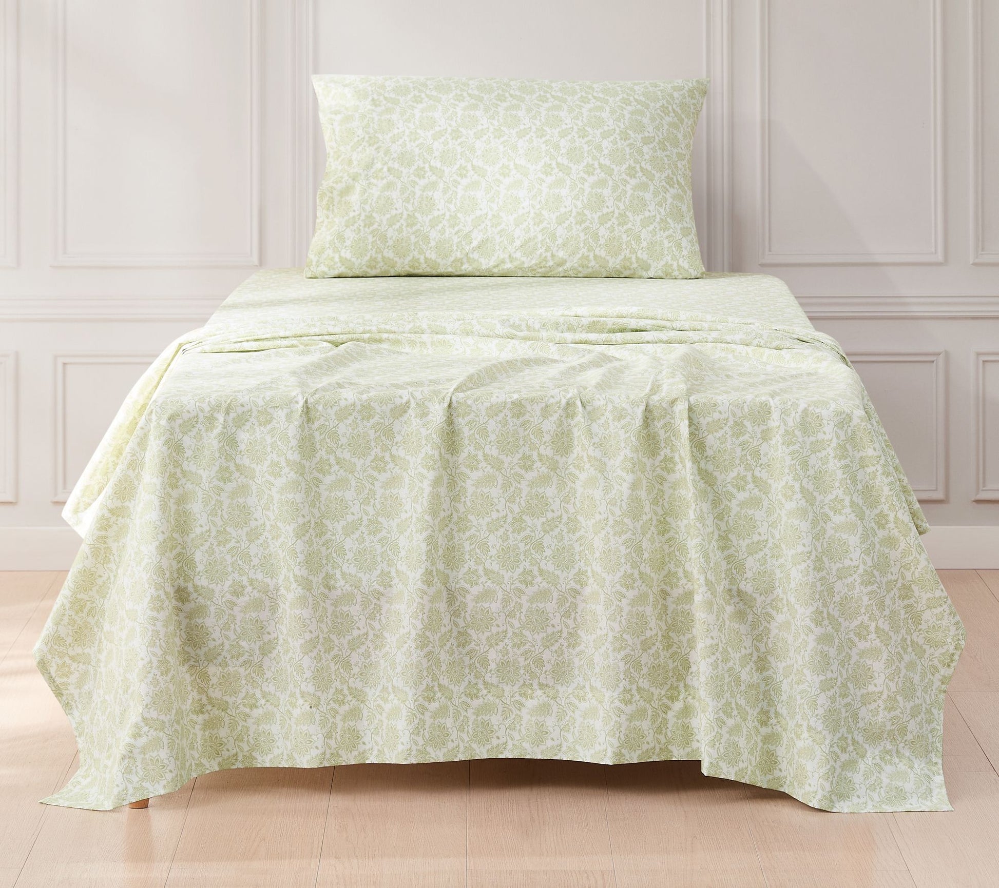 Lush Decor Floral Jacobean Cotton Sheet Set Sage 3Pc Set Twin