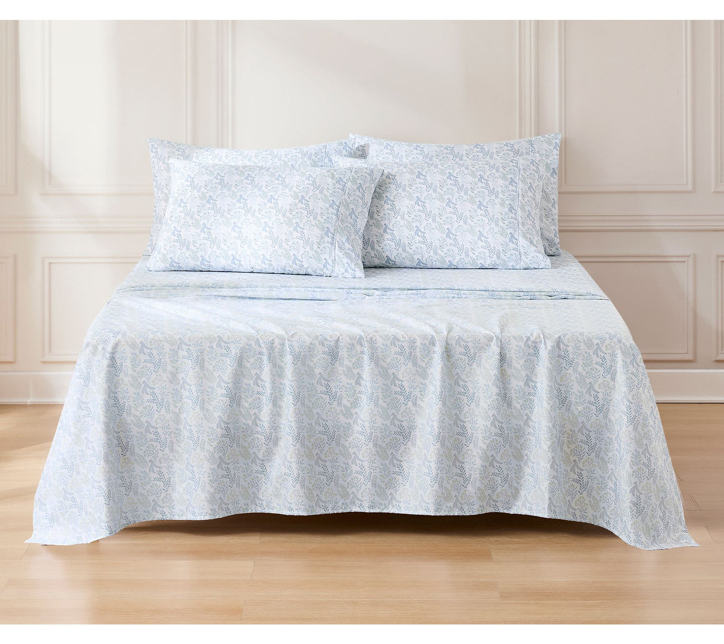 Lush Decor Botanical Leaf and Floral Sheet SetBlue 6Pc King