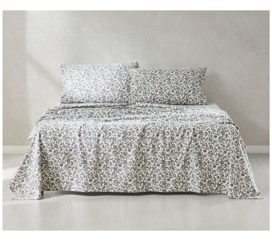 Lush Decor Lillian Block Print Cotton Sheet SetBlue 4-Pc King