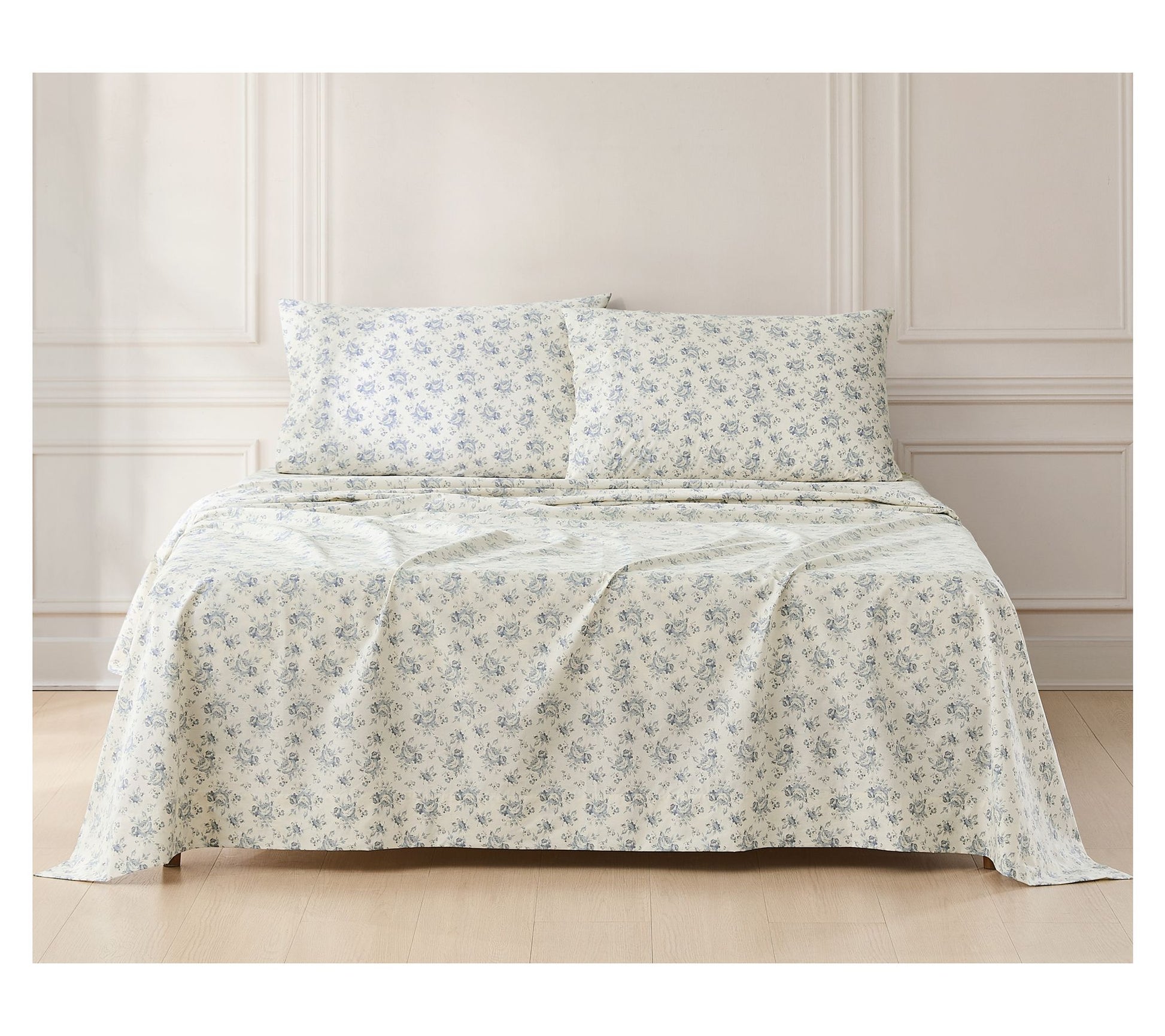 Lush Decor Rose Garden Cotton Sheet Set Blue 4-Piece Set Queen