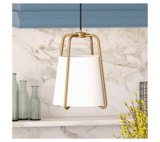 Hudson&Canal Marduk 11" Wide Pendant with Fabric Shade