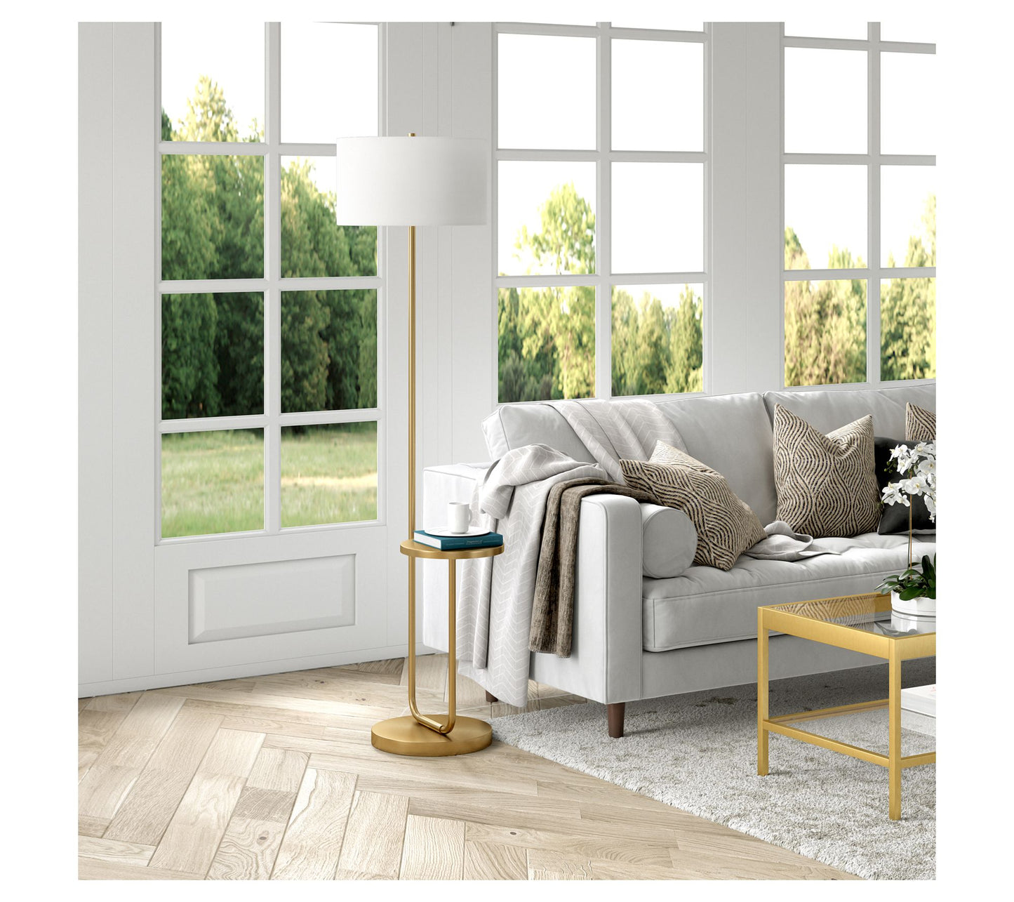 Hudson&Canal Jacinta Tray Table Floor Lamp