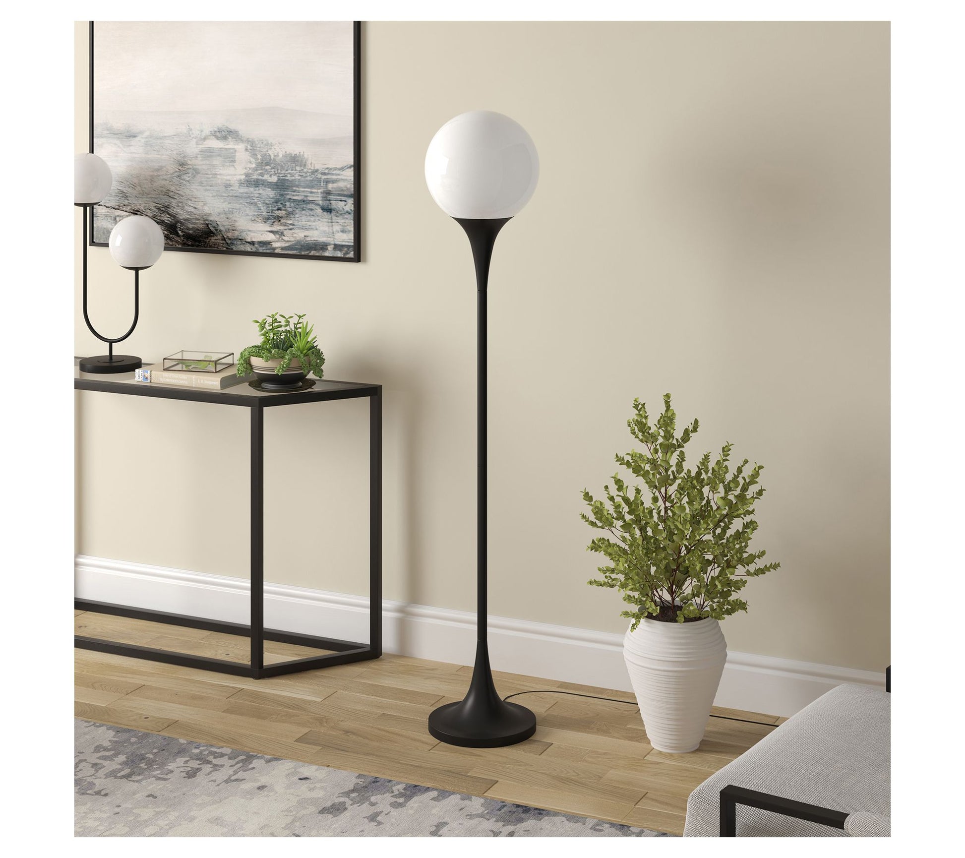 Hudson&Canal Mahdi Torchiere Floor Lamp with Glass Shade