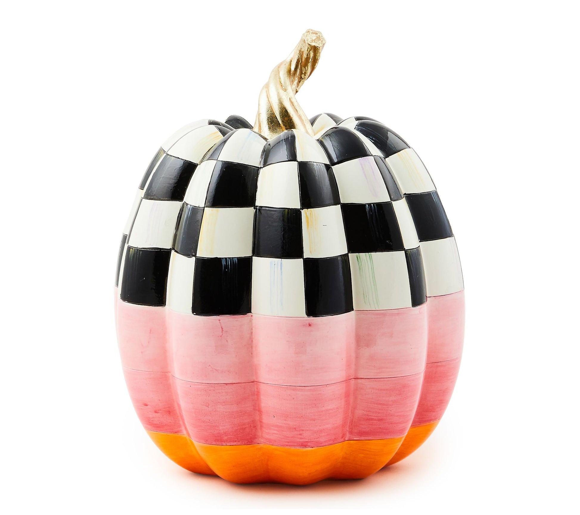 MacKenzie-Childs Cotton Candy Medium Check Pumpkin