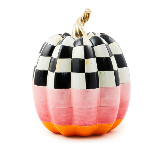 MacKenzie-Childs Cotton Candy Medium Check Pumpkin