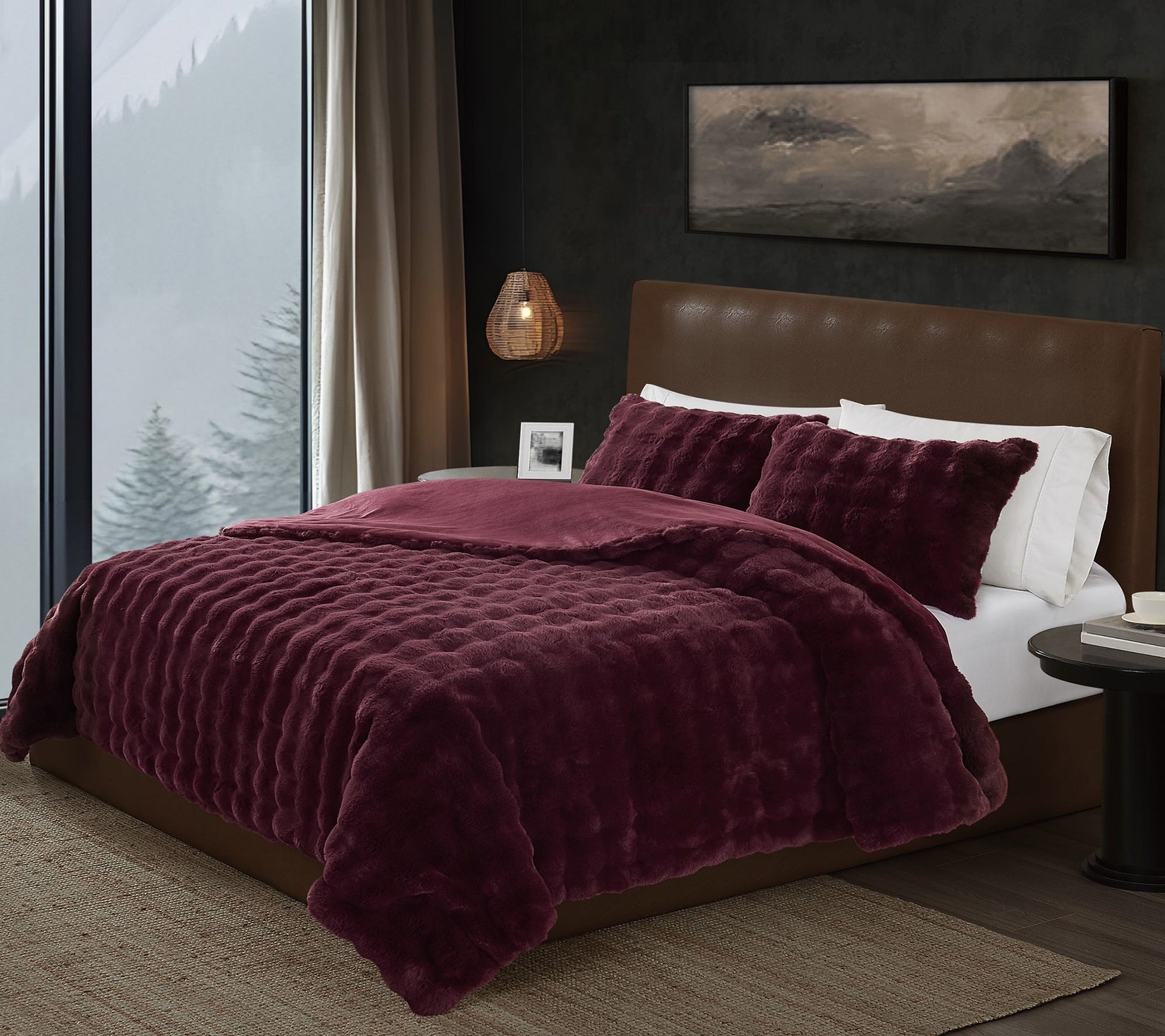 Frye Bubble Faux Fur Full/Queen Comforter Set