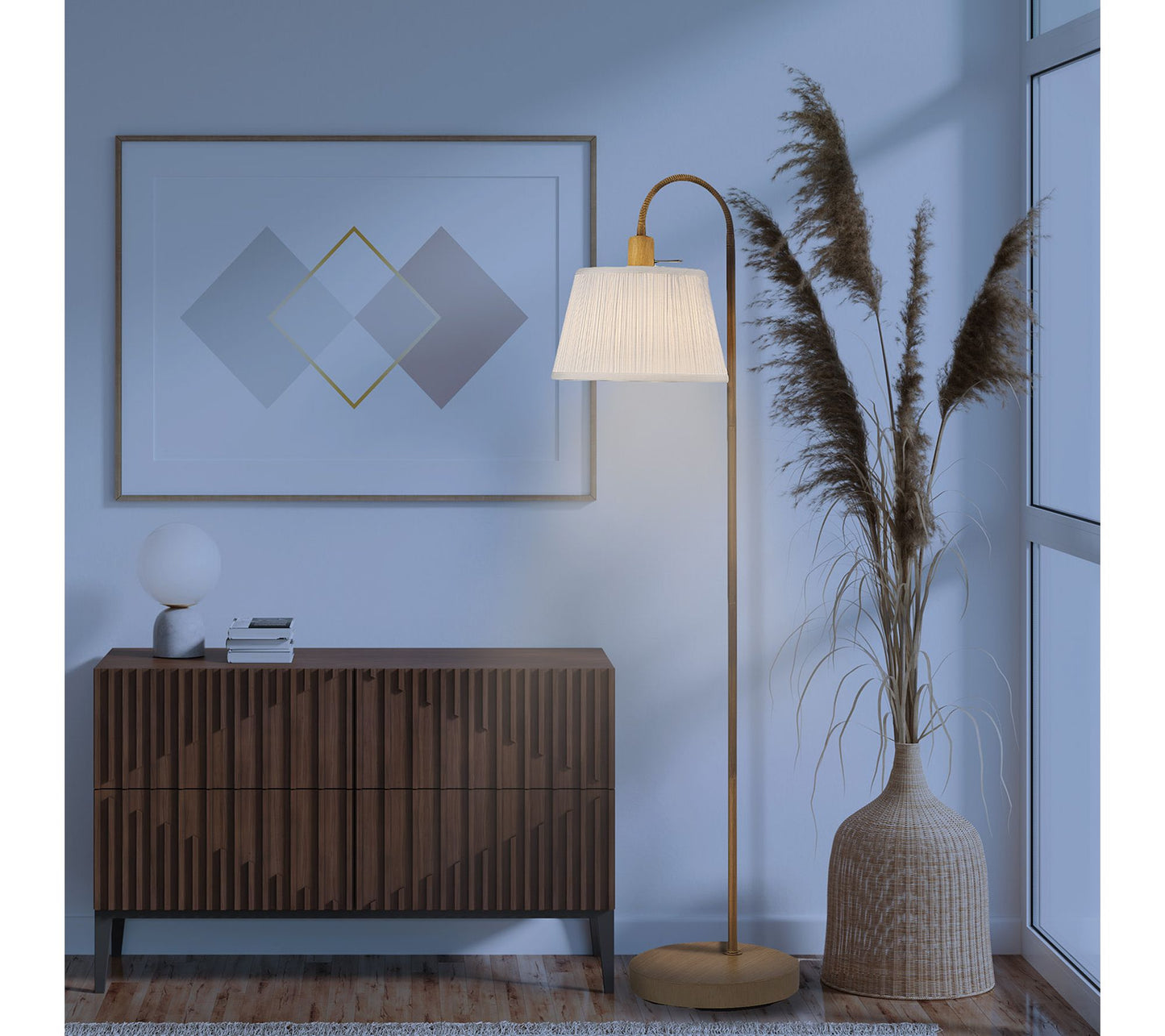 Globe Electric Maris 68" Light Faux Wood FloorLamp