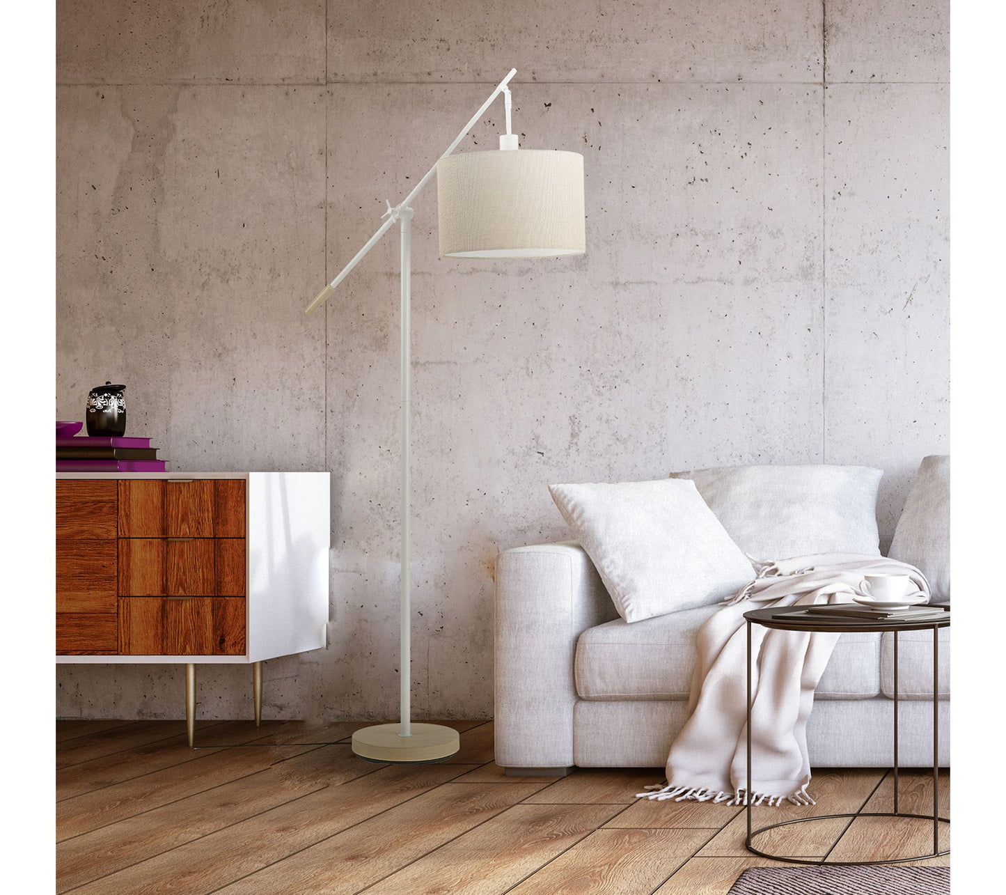 Globe Electric Serena 66" Matte Floor Lamp WithJute Shade