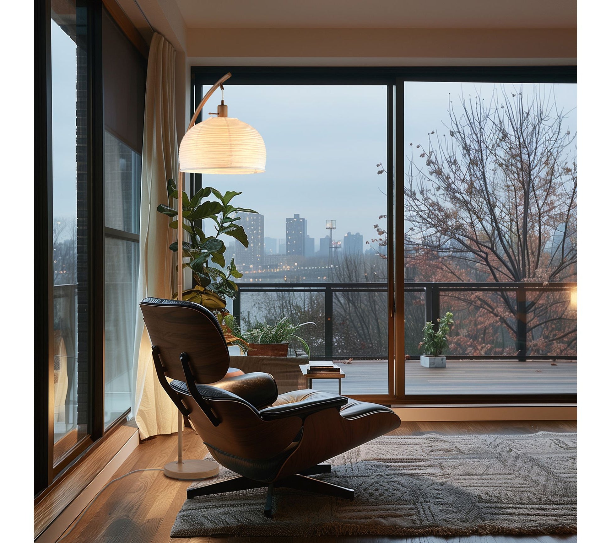 Globe Electric 70" Wood-Tone Floor Lamp with White Paper Shade