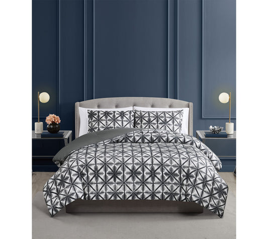 Vince Camuto Classic Shibori 3 Piece King Comforter Set