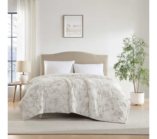 Laura Ashley Wistful Blooms Plush Sherpa Full Heated Blanket