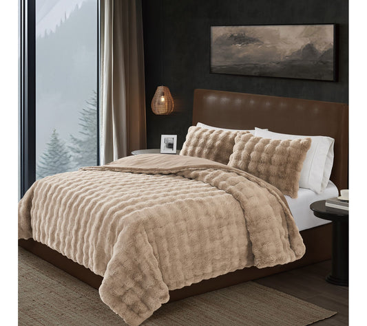 Frye Bubble Faux Fur King Comforter Set