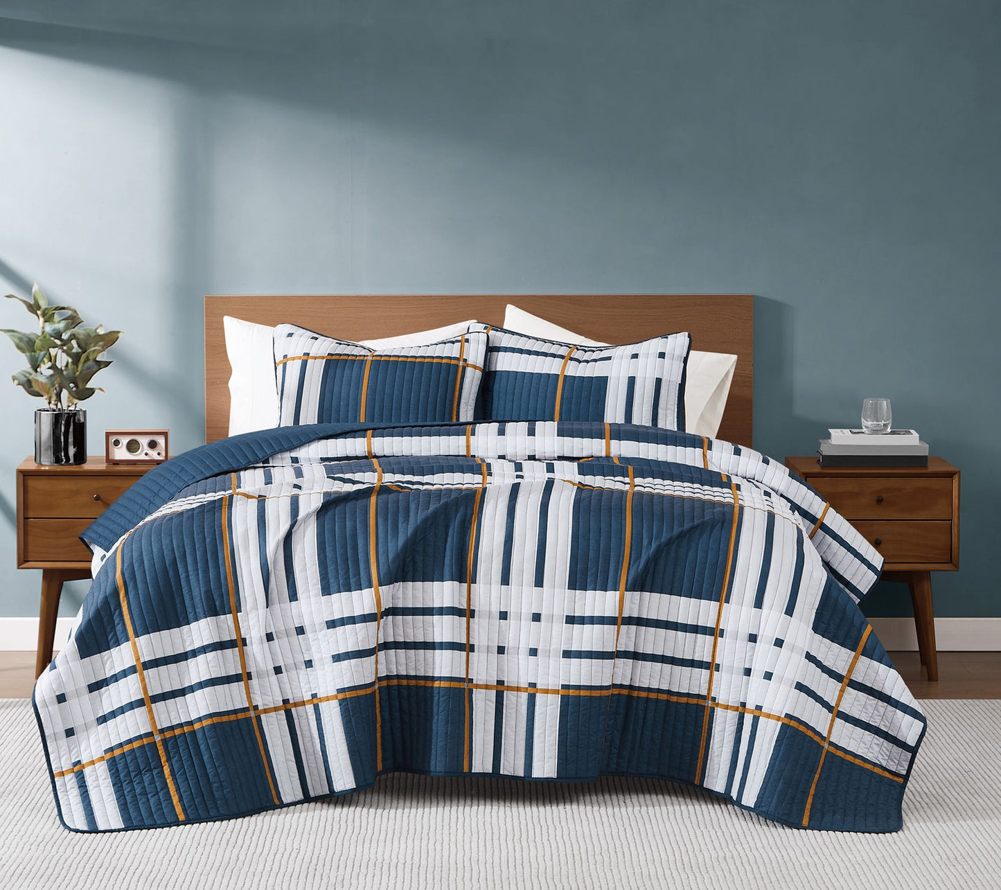Truly Soft Henry Plaid 3 Piece King Quilt Set