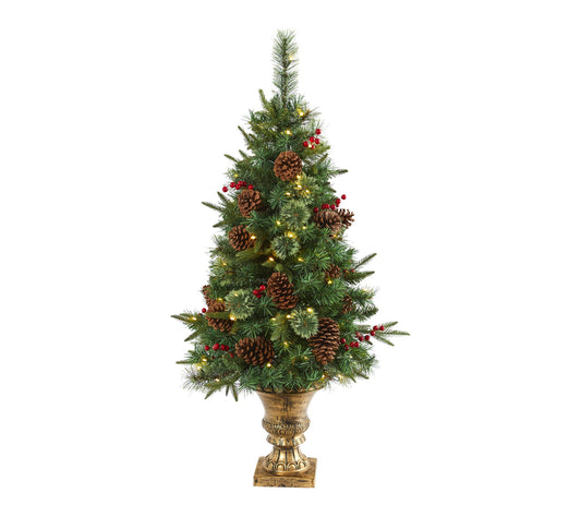 Nearly Natural 4' Pine, Pineco ne and Berries Artificial Tree