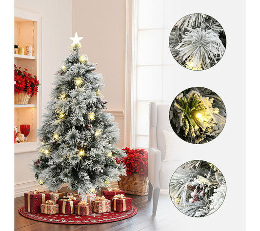 LuxenHome 5ft Lighted Fiber Optic Xmas Tree w/Star Top