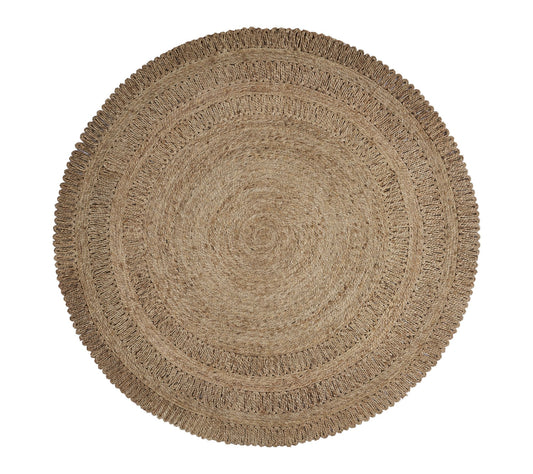 Ox Bay Hand Braided Brown Striped Jute Indoor Area Rug, 6'x6'