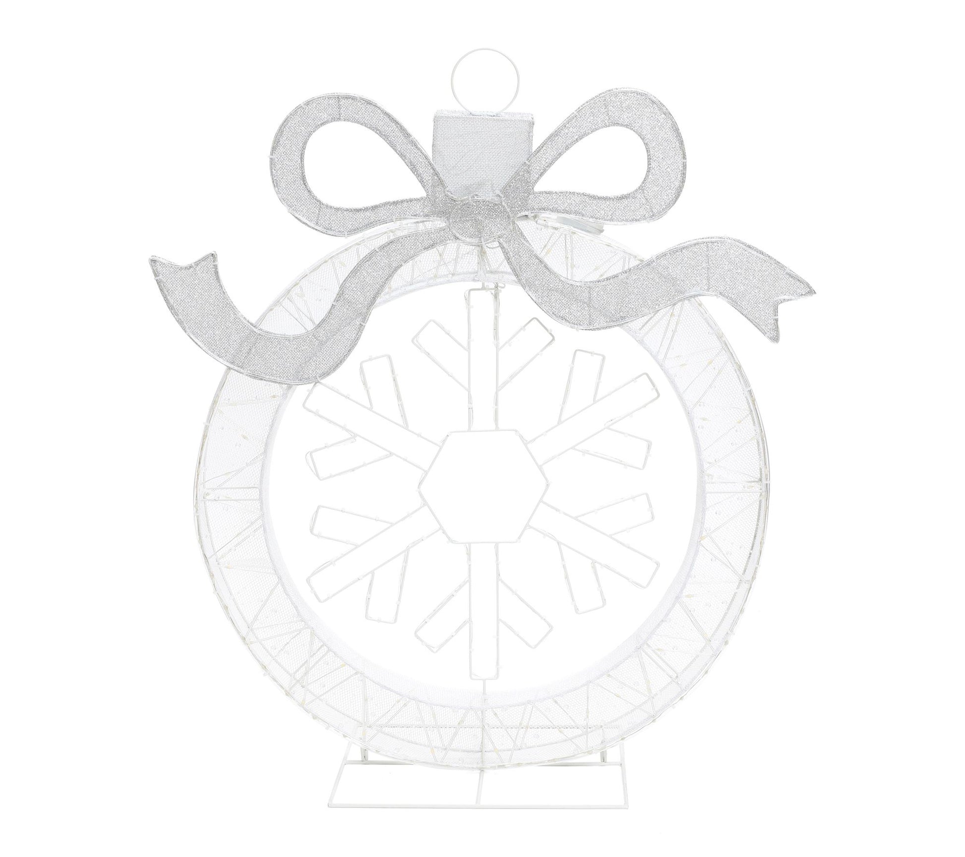 LuxenHome 3ft Lighted Ornament & Snowflake Wreath Decoration