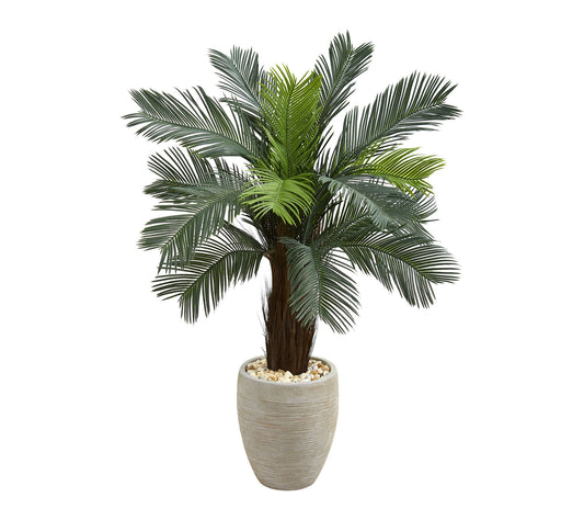 Nearly Natural 4.5' Cycas Tree in Oval Planter UV Resistant