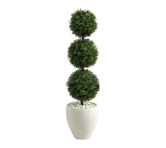 Nearly Natural 3.5' Boxwood Triple Ball Topiary