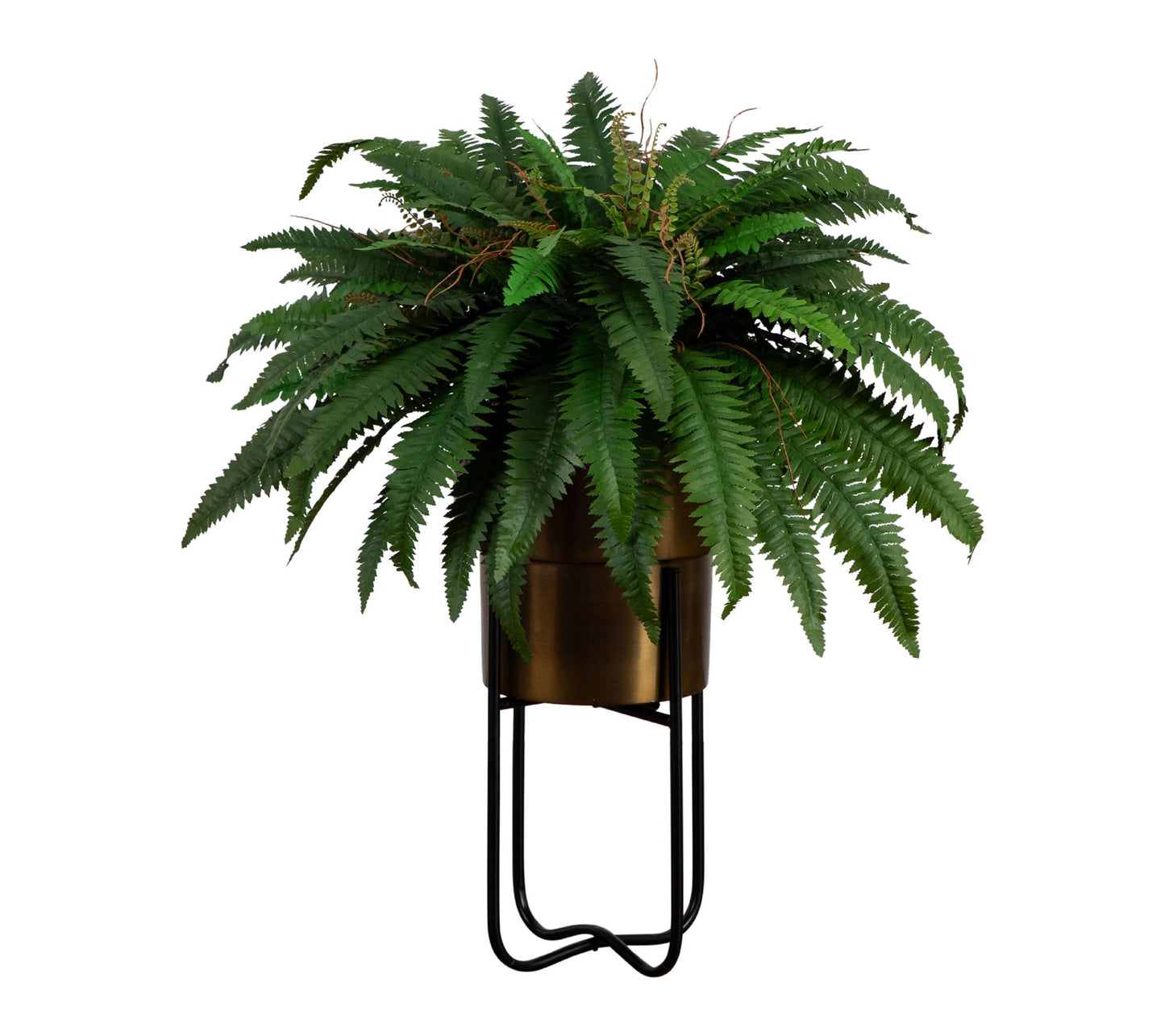 Nearly Natural 35" Artificial Boston Fern in Brass Planter