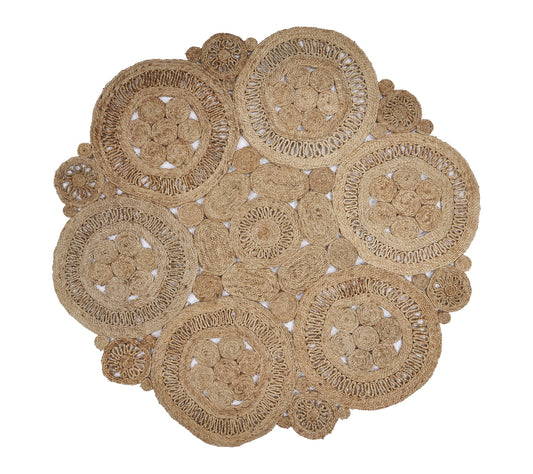 Ox Bay Farmhouse Hand Braided Brown Jute IndoorRug, 4' x 4'